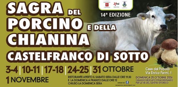 Sagra del Porcino e della Chianina 2026, la 14ª