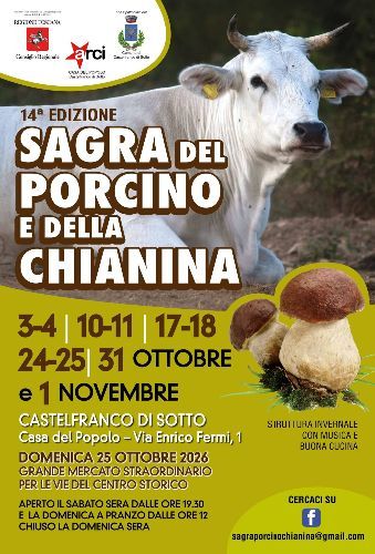 Sagra del Porcino e della Chianina 2026, la 14ª
